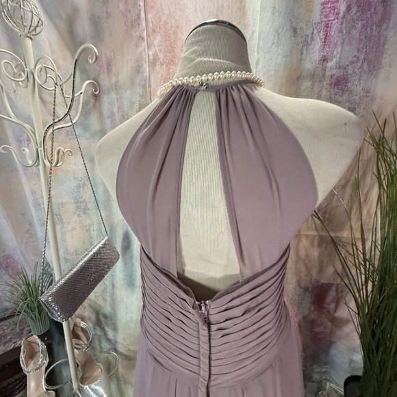 NEW 📌Azazie Pleated Keyhole Back Halter Neckline Chiffon Bridesmaid -Prom Dress - Picture 7 of 15
